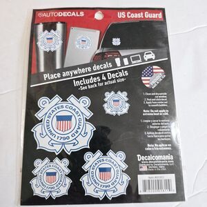 Decalcomania Auto Decals U.S. Coast Guard Service Window Decals New Sealed